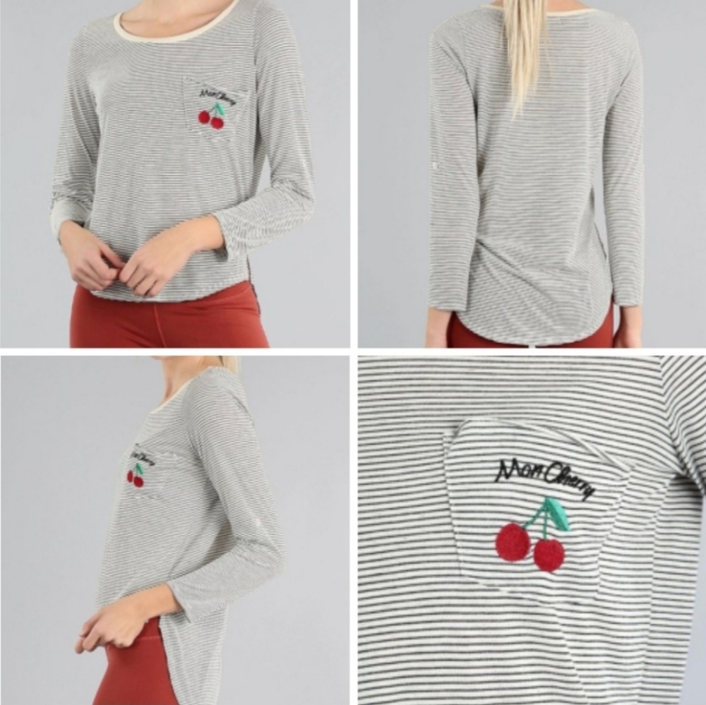 🆕️NWT Avocado Brand Mon Cherry Striped Top